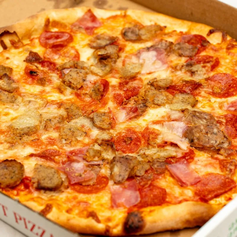 Meat Lovers thin-crust pizza with pepperoni, sausage, meatballs and ham